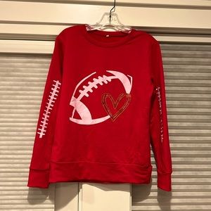Women’s lightweight sweatshirt, red, football, small